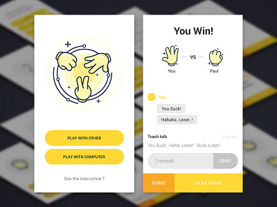 Rock Paper Scissors game design clean game design ios prototype rock paper scissors ui ux yellow