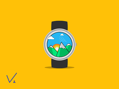 Mountain illustration smartwatch illustration landscape mockup mountain smartwatch vector vectorgraphic