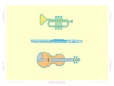 Orchestra design flat flute graphic icon ilovemusic music passion violin