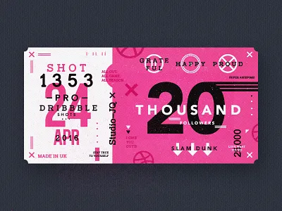 20K basketball dribbble freelance icons pink shots studio thanks thankyou ticket uk