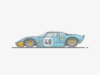 Ford GT40 car ford gt40 gulf lineart racecar vector