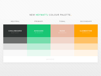 heymattj colour palette 19c673 2f3331 branding color colours eab9a6 ffa330 heymattj identity palette ui