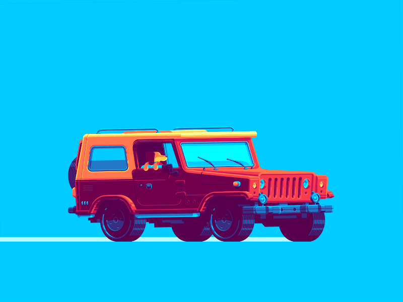 Bumpy Companion animation bounce car dog illustration