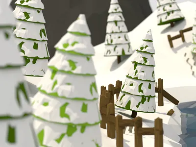 Treeeeees + Dribbble Invite 3d blender draft dribbble invite invites isometric low model poly tree water