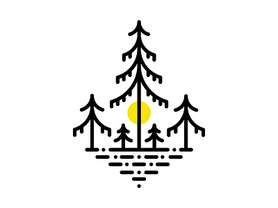 Lined in Evergreen evergreen illustration line art reject sun trees vector