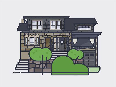 Stone House house illustration laurelhurst line art