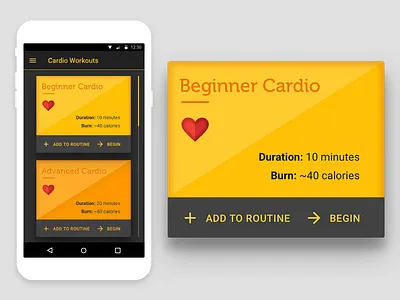 UI 8 - Fitness Card 100 days of ui material design ui user interface yellow