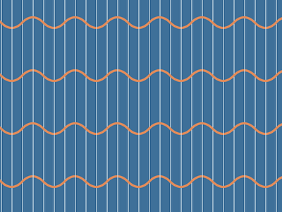 Corrugated Steel Beach blue lines orange pattern tile waves