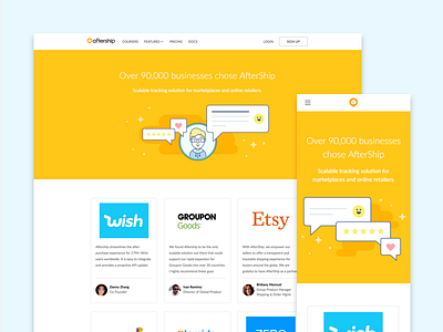 Customer Reviews Page aftership design illustration launch layout mobile responsive review ui ux web web design