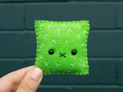 004 cactus embroidery face felt handmade sewing the100dayproject