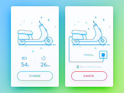 EV app blue daily ui ev illustration line mode simple system ui ux