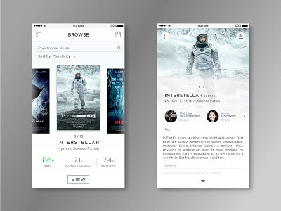 Movie App UI app clean gallery ios movie ui ux white