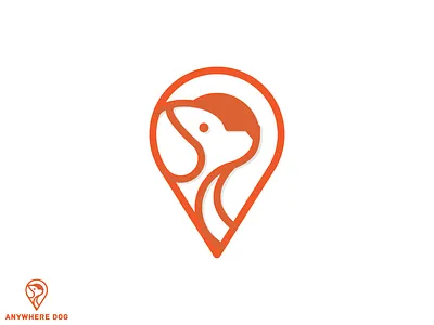 Anywhere Dog dog logo logo design minimalist orange pin