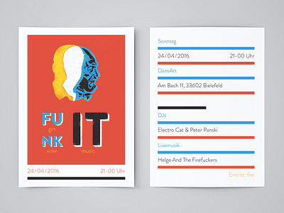 Finished Flyer - Funk it! drink event flyer funk gin head party print type wine