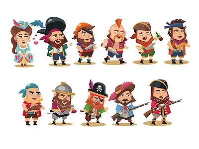 pirate saga characters art character design concept game low poly
