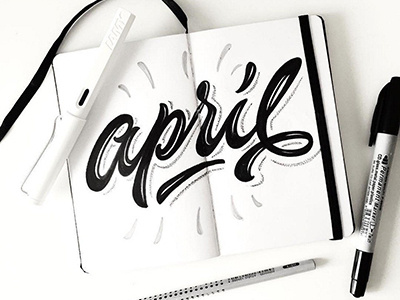 sketch "April" art hand lettering logo print sketch type