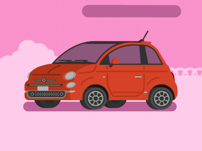 FIAT 500 animation auto car drive fiat 500 illustration isometric vector vehicle wheels