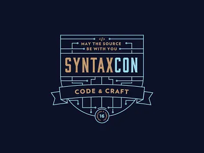 Syntax Con charleston code conference convention design developers logo monoline source syntax type