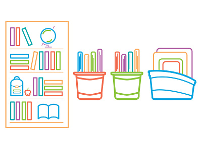Classroom Library Icon set back to school bins books classroom education icon set icons illustration library organization school supplies