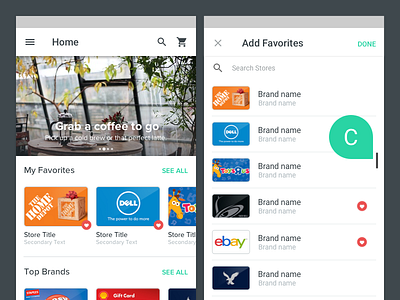 Favorites for Android android card favorites material design