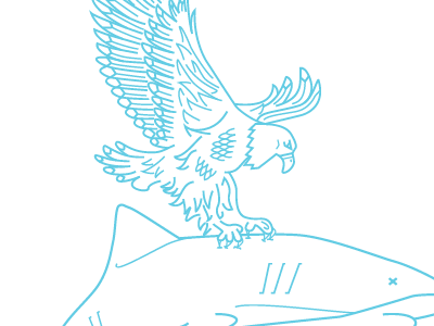 You're a Badass postcard artwork america badass eagle feathers fishing hunting illustration line art patriotic shark wings