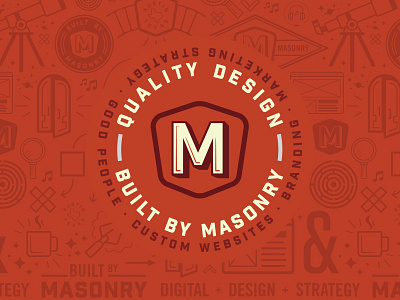 Masonry Badge badge branding built by masonry coffee custom websites logo masonry pattern strategy telescope