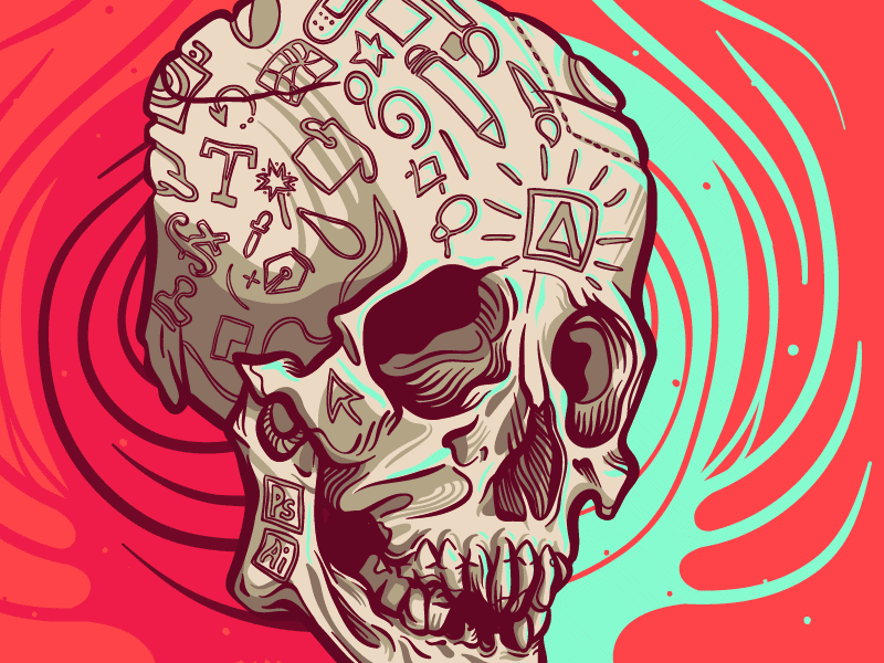 Ancient Ruins adobe ancient bones bright colourful gif magic magical old progress skull