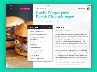UI Experiment #3 app cooking ipad recipe ui user interface