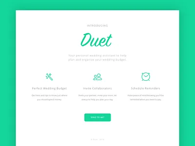 Duet Landing Page landing landing page minimal ui website