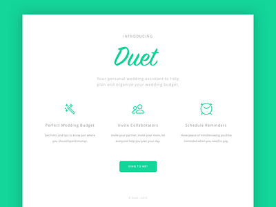 Duet Landing Page landing landing page minimal ui website