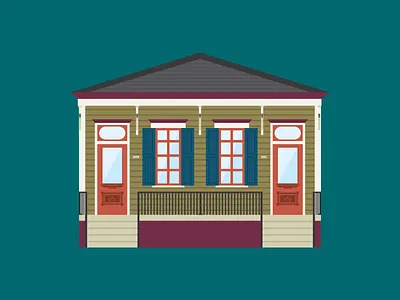 521-523 S. Rendon Street architecture building historical house illustration new orleans nola shotgun vector
