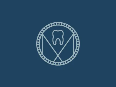 Tooth/M Dental Monogram blue dental dentist icon line logo m medical monogram