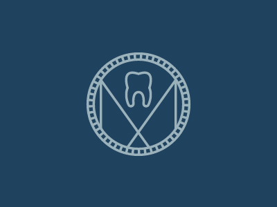 Tooth/M Dental Monogram blue dental dentist icon line logo m medical monogram