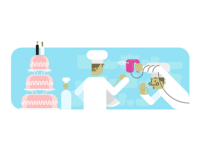 Wedding Cake Shop baking bride cake character chef flat groom illustration pastel colors shop topper wedding