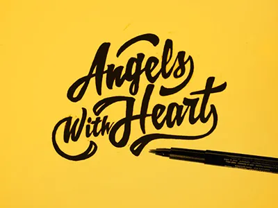 Angels With Heart brush drawing graffiti graphic design lettering letters marker sketch tag type typography