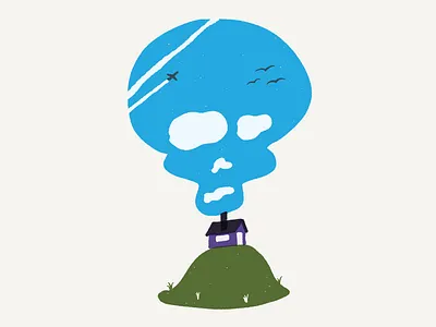 Chemtrails Skull bird blue chemtrail cloud green house shirt skull sky sticker