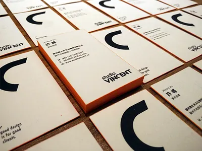 Business card business card name card orange paper studio vincent yellow