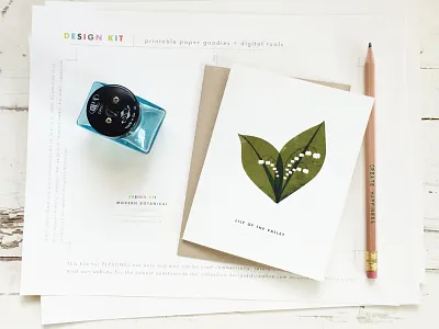 Printable Botanical Greeting Card Lily of the Valley botanical illustration instant download lily of the valley modern printable