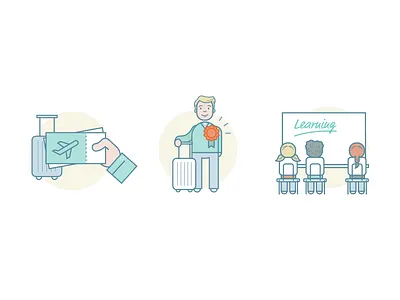 Illustration for a teaching website flight flighttickets man people school students travel traveler vector