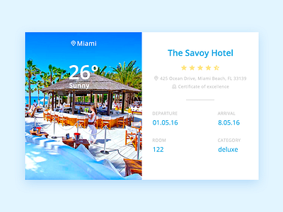 Hotel Ticket clean design hotel miami ticket ui ux weather web