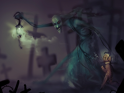 Ghostly encounters creepy ghost graveyard lantern night