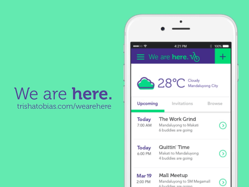 We are here animation app application bicycle bike city commute concept interactive manila mobile transportation
