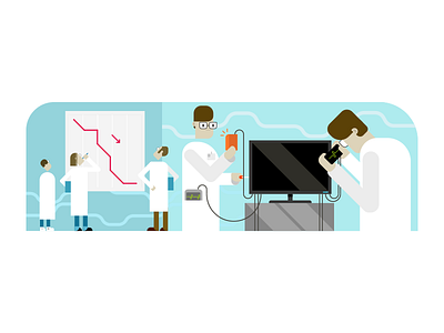 Computer Monitor Makers characters chart flat illustration inspection laboratory monitor production progress screen scrum vector