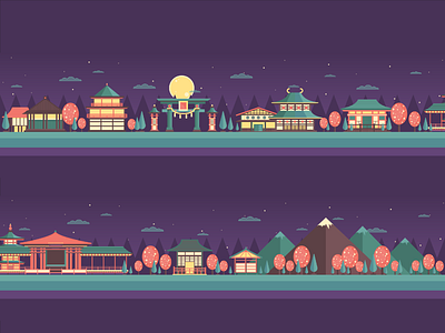 Tap Ninja background 2d background flat game gui illustration illustrator japan night ninja vector