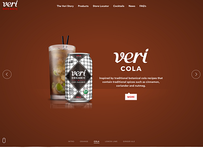 Veri Soda Cola design development drinks homepage juice landing liquid orange organic slider soda web