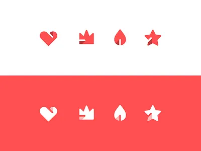 Plonga icons crown favorite fire heart icon light love new shadow star top