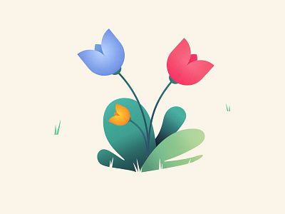Noisy Tulips bue flower grass green noise pink tulip yellow