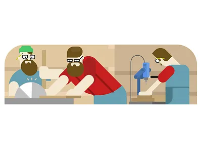 Furniture workshop agile character drill flat furniture handmade hipster illustration scrum vector wood workshop
