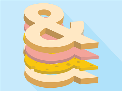 Hampersandwich 3d ampersand flat ham and cheese hampersandwhich vector