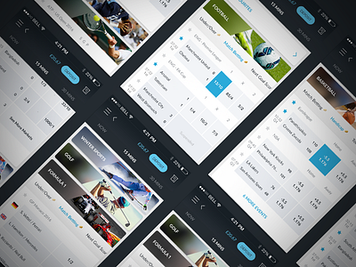 Mobile In-play gambling mobile mockups sports sportsbook ui ux